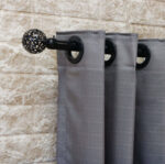 پرده حریر بافتدار طوسی تیره