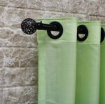 پرده حریر بافتدار سبز کاهویی