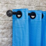 پرده حریر بافتدار آبی